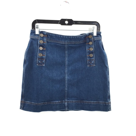 LOFT Dresses & Skirts - y2K Loft Denim sailor Button Waist denim Mini Skirt dark blue jean cool girl 4